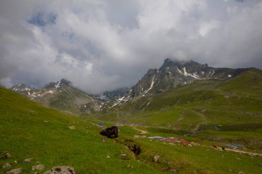 Avusor Plateau and Kackar Mountains with blue cloudy sky background .Rize .Turkey
