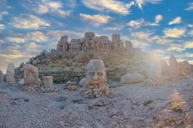 Antique statues on Nemrut mountain, Turkey. The UNESCO World Heritage Site at Mount Nemrut where King Antiochus of Commagene is reputedly entombed. clipart