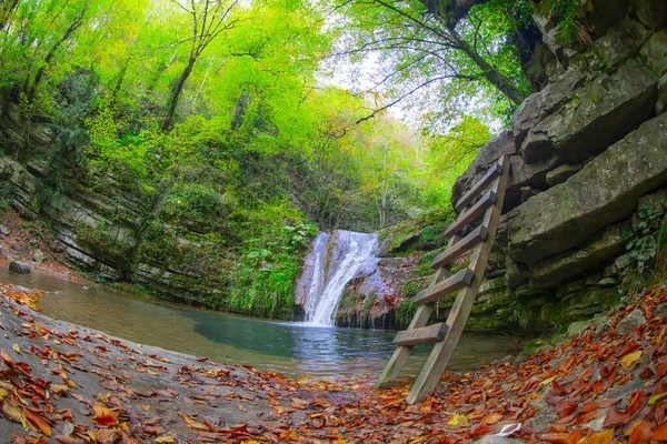 Beautiful landscape of the waterfall of Tatlica Erfelek district, Sinop, in the Black Sea Region of Turkey. Tatlica Waterfall is a series of waterfalls. There are 28 small waterfalls in cascade.