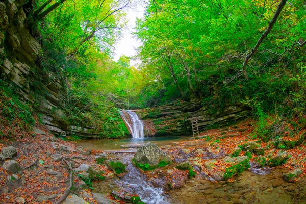 Beautiful landscape of the waterfall of Tatlica Erfelek district, Sinop, in the Black Sea Region of Turkey. Tatlica Waterfall is a series of waterfalls. There are 28 small waterfalls in cascade.