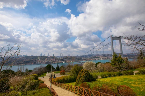 Vue Pont Fatih Sultan Mehmet Depuis Parc Otagtepe Istanbul — Photo