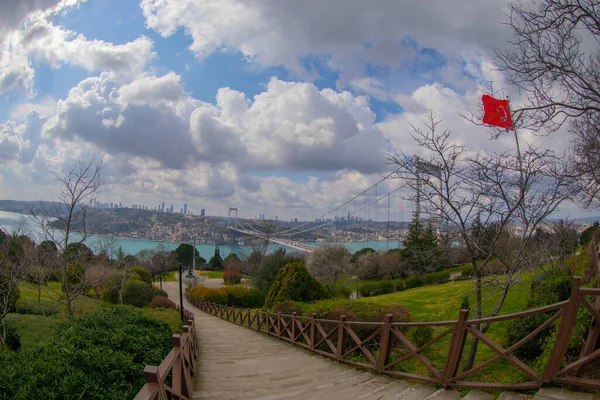 Fatih Sultan Mehmet Bridge View Otagtepe Park Istanbul — Photo
