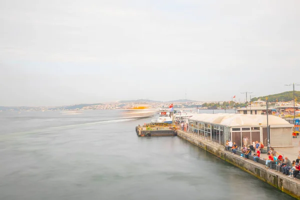 stock image The historical ferries in the Eminn region of Istanbul were photographed with the long exposure technique.