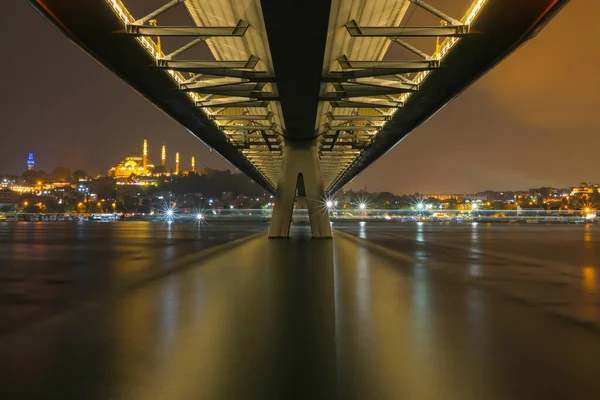 Utsikt Över Hali Metro Bridge Som Förbinder Azapkap Beyolu Och — Stockfoto