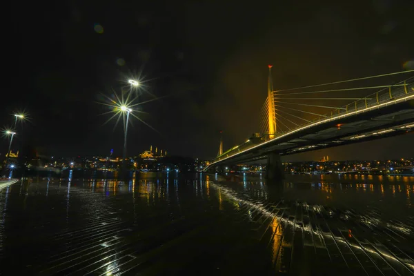 Vista Ponte Metro Hali Que Liga Azapkap Beyolu Unkapan Fatih — Fotografia de Stock