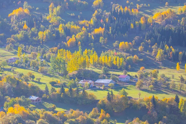 Savsat地区の秋のシーズン トルコのアルヴィン Savsat展望テラスからの美しい秋の風景 カラフルな渓谷の景色 — ストック写真