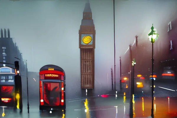 伦敦与大本钟和国会大厦在暮色中的天际线 — 图库照片