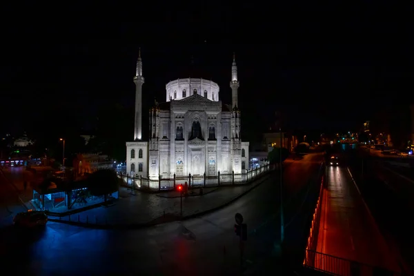 Pertevniyal Valide Sultan Mešita Městská Světla Město Panorama Pořízené Oblasti — Stock fotografie