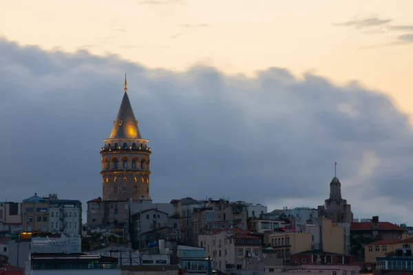 Αεροφωτογραφία Του Πύργου Γκαλάτα Στην Ιστανμπούλ Της Τουρκίας Αεροφωτογραφία Ορόσημο — Φωτογραφία Αρχείου