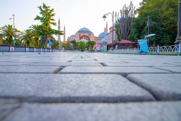 Hagia Sophia Antico Punto Riferimento Religioso Istanbul Tramonto Vista Panoramica — Foto Stock