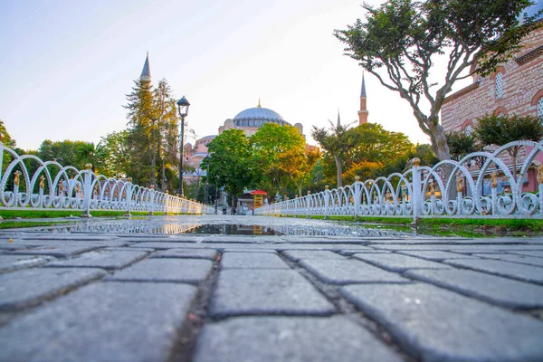 Hagia Sophia Est Ancien Monument Religieux Istanbul Coucher Soleil Vue — Photo