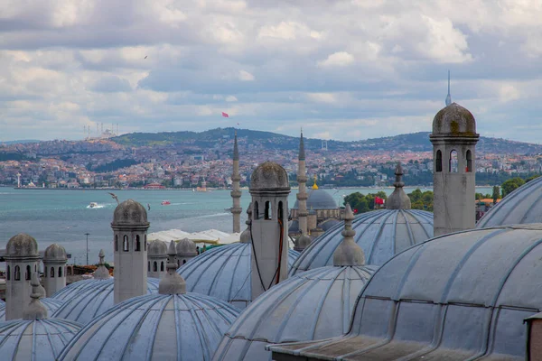 Turkiet Istanbul Bosporen Och Asiatiska Istanbul Från Suleymaniye Moskén — Stockfoto