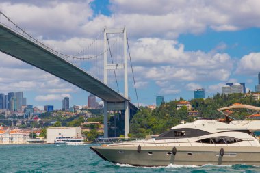  İstanbul 'daki Beylerbeyi Sarayı bahçe manzarası