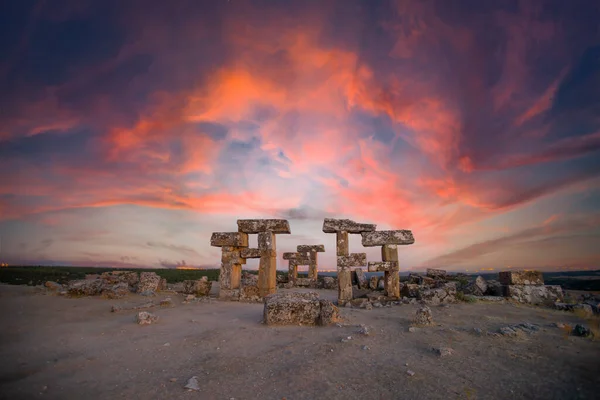 stock image Blaundus ruins in Ulubey district of Usak. Ruins of the Roman Empire. A city built in the Hellenistic period. Thousands of years old Blaundus ancient city