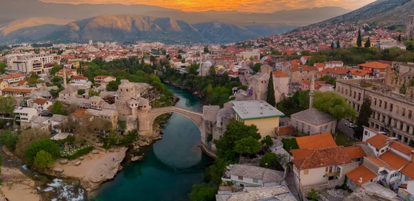 Stary Most Rzeka Mieście Mostar — Zdjęcie stockowe