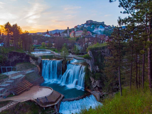 Ciudad Histórica Jajce Bosnia Herzegovina Famosa Por Espectacular Cascada Pliva — Foto de Stock
