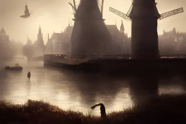 Singel Canal Amsterdã Que Cercou Cidade Idade Média Esta Parte — Fotografia de Stock