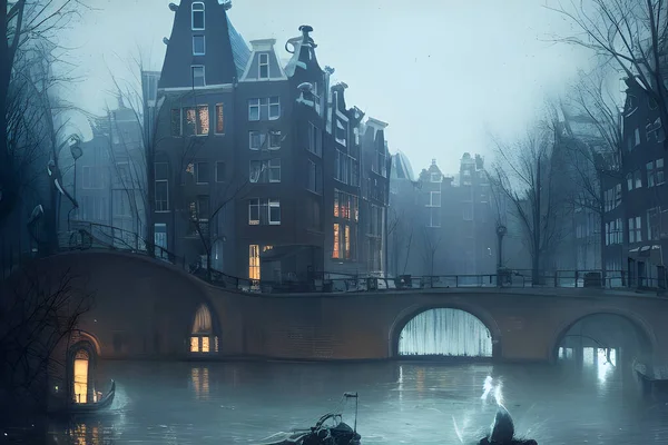 Singel Amsterdam Orta Çağ Şehri Çevreleyen Bir Kanaldır Kanalın Ünlü — Stok fotoğraf