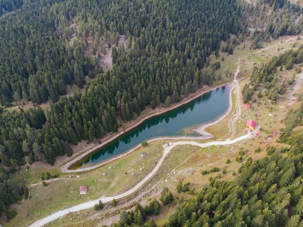 stock image Aerial view of Fish Lake ( Balikgol )