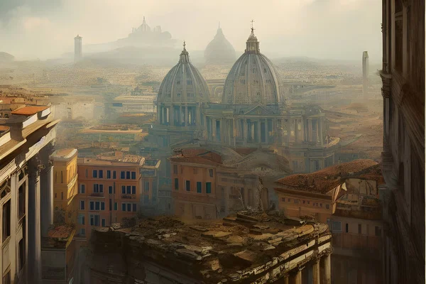 Panorama Van Rome Vaticaanstad Italië Europa — Stockfoto