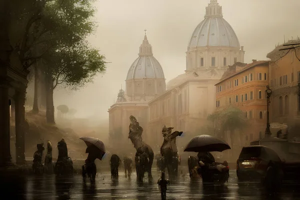 Panorama Van Rome Vaticaanstad Italië Europa — Stockfoto