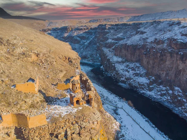 Stock image Turkey - Armenia border line view from Ani Ruins