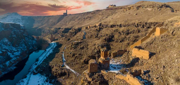 Turquía Armenia Vista Frontera Desde Las Ruinas Ani —  Fotos de Stock