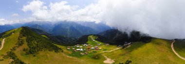 Drone views from Rize. Rize is in the eastern part of the Black Sea Region of Turkey. Pokut Sal Plateau rivers in the forest clipart