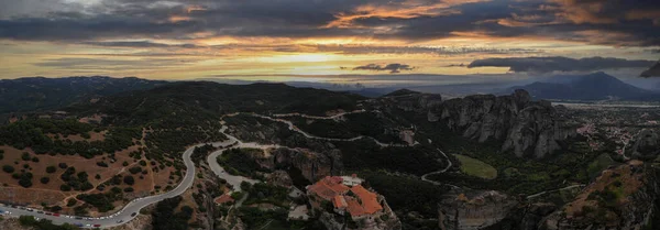 Drónra Néző Város Kastraki Meteore Görögország — Stock Fotó