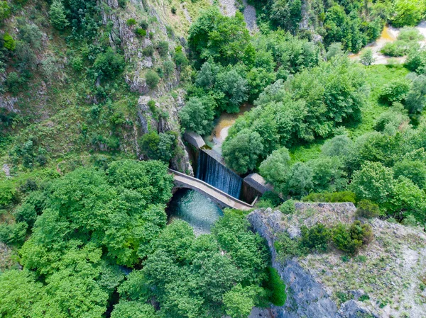Paleokaria waterfall and ancient bridge, Thessaly, Greece, Europe