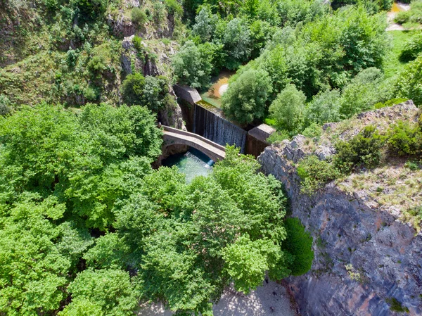 Палеокария Водопад Древний Мост Фессалия Греция Европа — стоковое фото