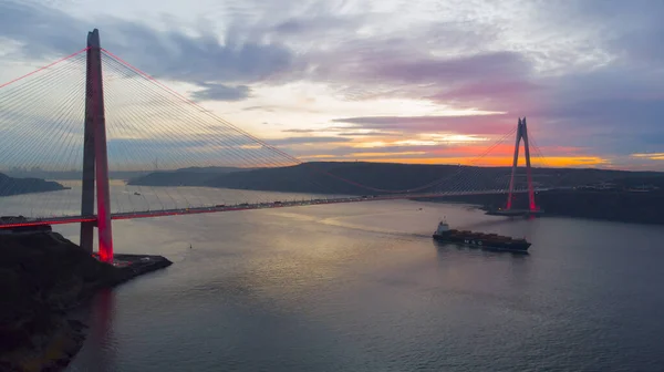 Yavuz Sultan Selim Bridge Poyrazky Harbor Widok Góry — Zdjęcie stockowe