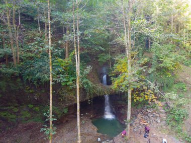 Aerial view of Murgul waterfall clipart