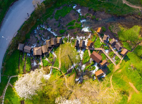 Jajceの木製の水車は地元の農家によって使用された 空中風景 — ストック写真