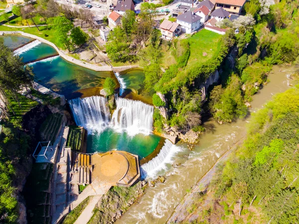 Történelmi Jajce Város Bosznia Hercegovina Híres Látványos Pliva Vízesés — Stock Fotó