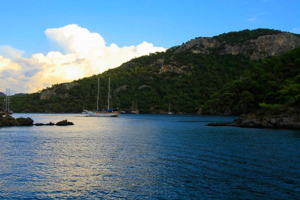 stock image Fethiye Butterfly Valley, yachts  are vacationing around the island.