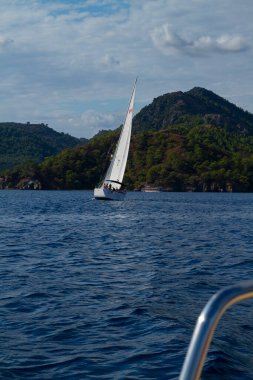 Oludeniz Sahili 'nin panoramik manzarası. Fethiye, Mugla, Türkiye. Yaz ve tatil konsepti.