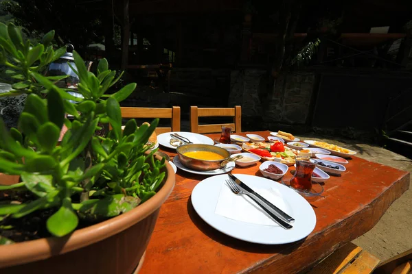 Petit Déjeuner Turc Traditionnel Avec Une Grande Variété — Photo