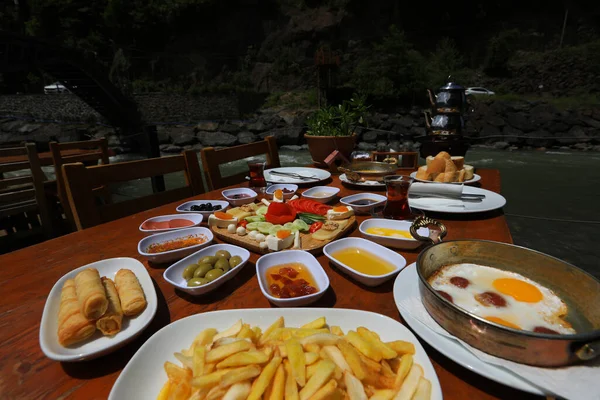 Traditional Turkish Breakfast Wide Variety — Stock Photo, Image