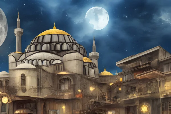 Φανταστική Θέα Στους Δρόμους Της Κωνσταντινούπολης Βράδυ — Φωτογραφία Αρχείου