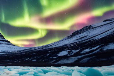 Gece gökyüzünde yıldızlı kuzey ışıkları