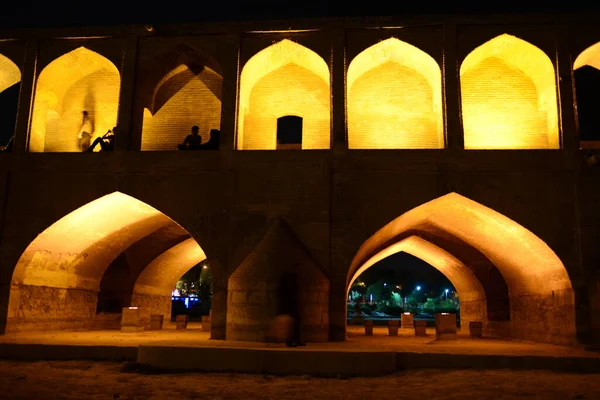 Puente Khaju Isfahán Iluminado Atardecer Irán —  Fotos de Stock