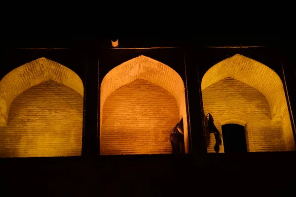 Pont Khaju Ispahan Illuminé Crépuscule Iran — Photo