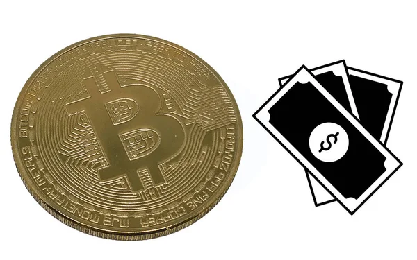ビットコインのアイコンとグラフィック 白い背景 — ストック写真
