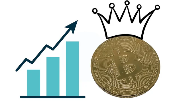 ビットコインのアイコンとグラフィック 白い背景 — ストック写真