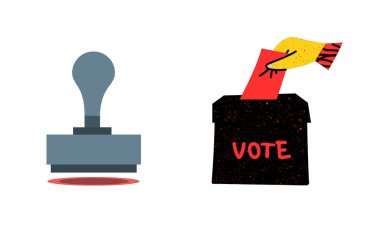 Oy kullanma ve Seçim simgeleri, beyaz arkaplan