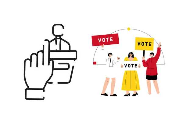 Icone Votanti Elettorali Sfondo Bianco — Foto Stock
