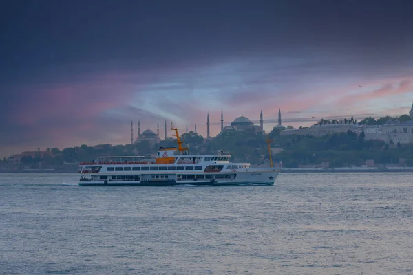 Península Histórica Balsas Antigas Istanbul Hora Pôr Sol — Fotografia de Stock