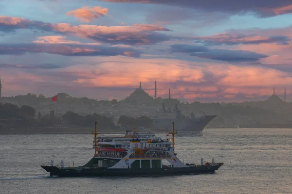 Мраморное Море Голубая Река Святая София Красивый Закат Стамбуле — стоковое фото