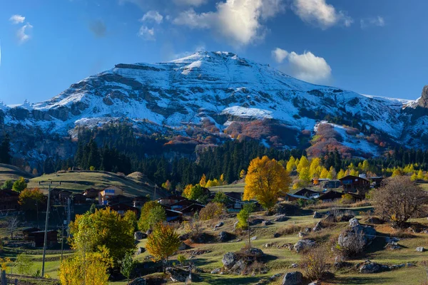 Őszi Kilátás Savsat Ban Artvin Törökország Gyönyörű Őszi Táj Bazgiret — Stock Fotó